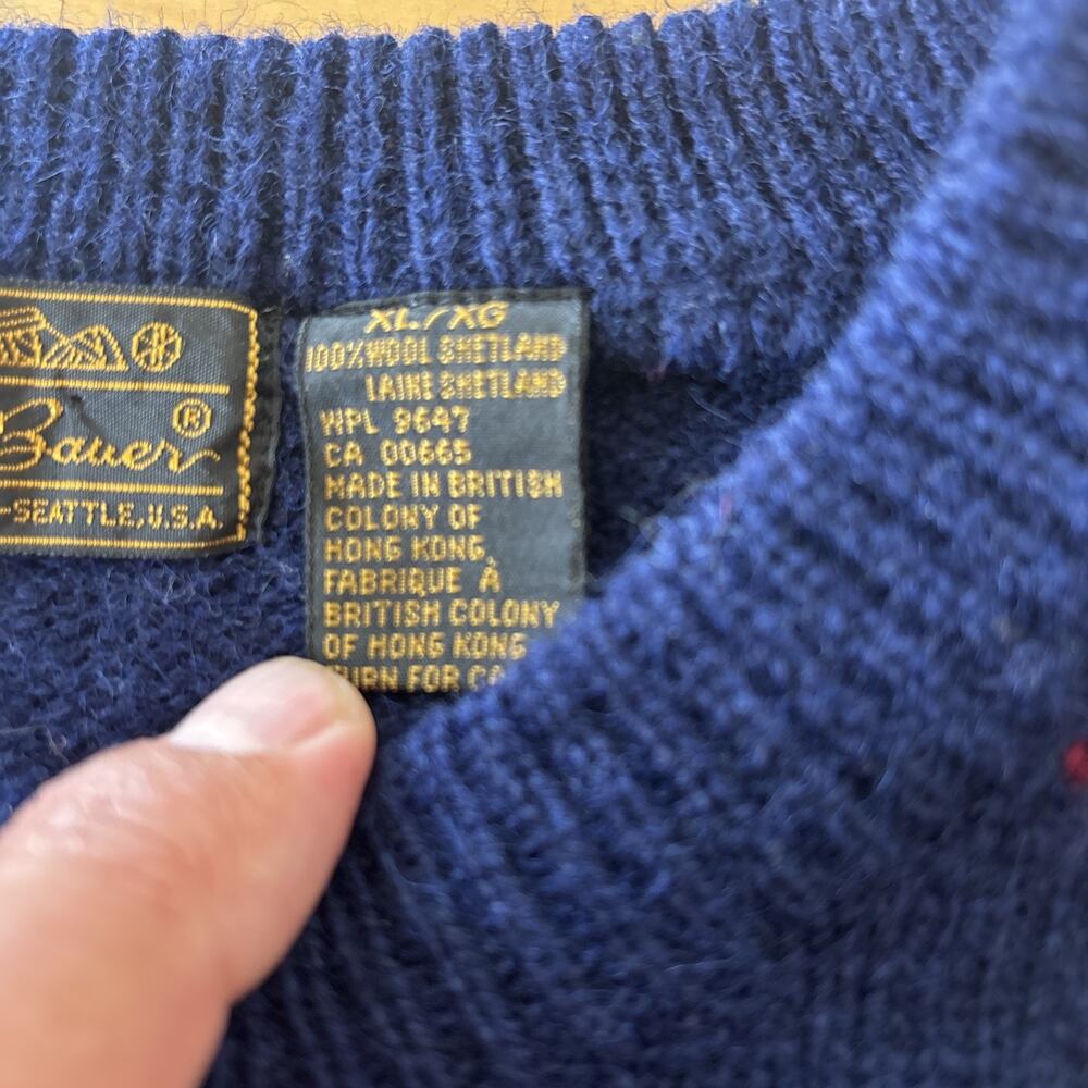 Vintage Eddie Bauer Men’s XL 100% Shetland Wool Argyle Sweater Made In Hong Kong - Picture 4 of 9
